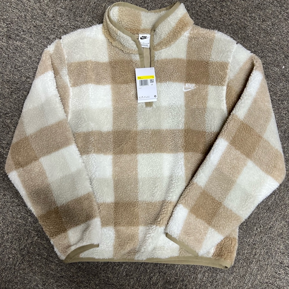 Nike Club Men's Winterized Half-Zip (Khaki/Sail/Light Bone/White)Mens Size Sm